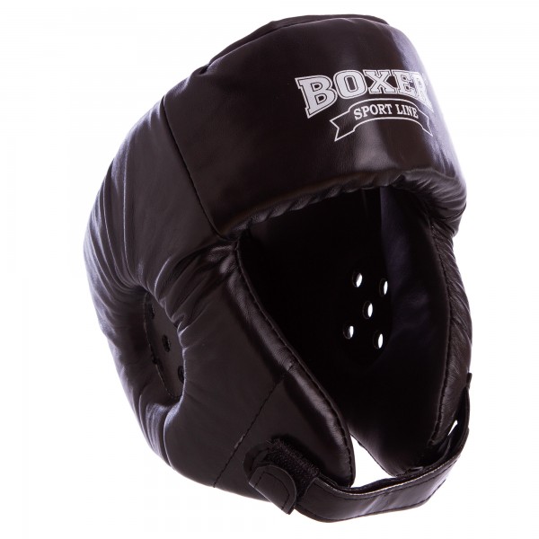 Шлем боксерский открытый кожаный BOXER 2027 р-р L черный