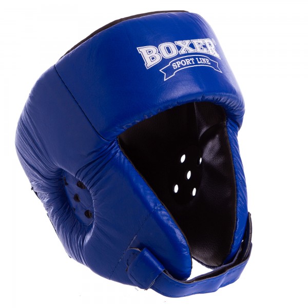 Шолом боксерський відкритий шкіряний BOXER 2027 р-р синій