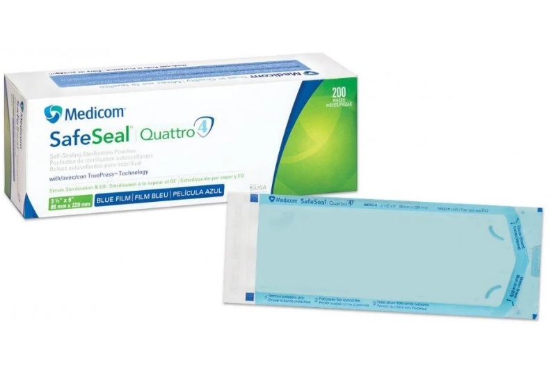 Стерилізаційні пакети Medicom SafeSeal Quattro самоклеючі 89х229 мм 200 шт