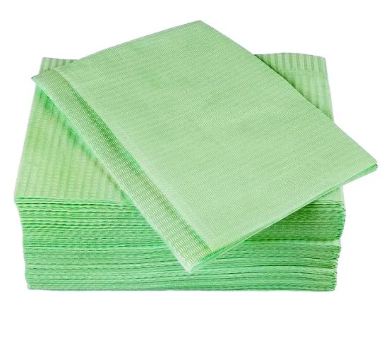 Серветки нагрудні Dry-Back для пацієнтів 500 шт. у ящику Зелені