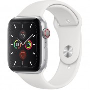 APPLE WATCH SERIES 5 (GPS-4G) 44mm SILVER ALUMINUM CASE WITH WHITE SPORT BAND SILVER (MWVY2)