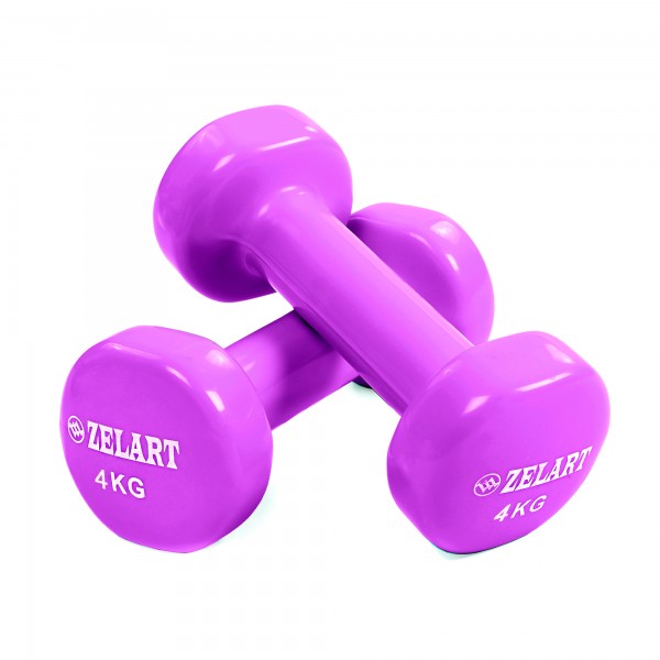 Гантелі для фітнесу з вініловим покриттям Zelart Beauty (2x4кг) TA-5225-4 Violet