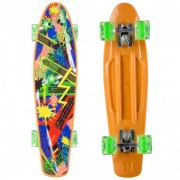 Скейтборд пластиковый Penny 22in со светящимися колесами SK-881-9 Orange