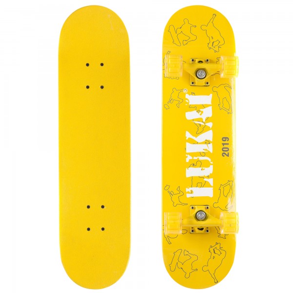 Скейтборд в сборе (роликовая доска) со светящимися колесами LUKAI SK-1245-1 Yellow