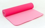 Килимок для фітнесу та йоги TPE+TC 6мм двошаровий SP-Planeta FI-3046 Pink