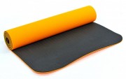Килимок для фітнесу та йоги TPE+TC 6мм двошаровий SP-Planeta FI-3046 Orange
