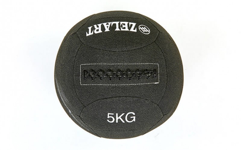 Мяч для кроссфита набивной в кевларовой оболочке 5кг Zelart WALL BALL FI-7224-5 Black