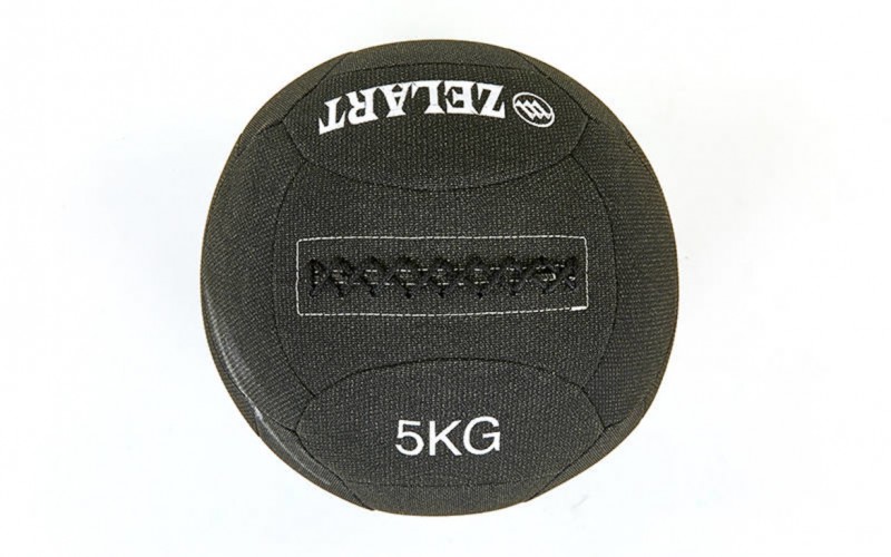 М'яч для кросфіту набивний в кевларовій оболонці 5кг Zelart WALL BALL FI-7224-5 Black