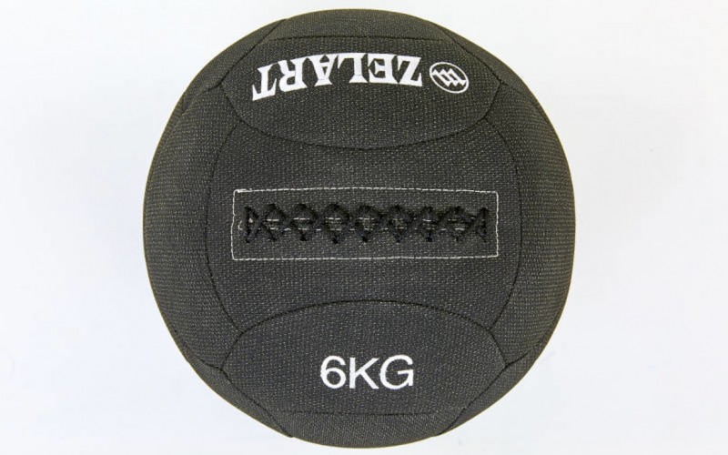Мяч для кроссфита набивной в кевларовой оболочке 6кг Zelart WALL BALL FI-7224-6 Black