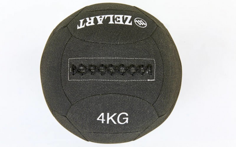 М'яч для кросфіту набивний в кевларовій оболонці 4кг Zelart WALL BALL FI-7224-4 Black