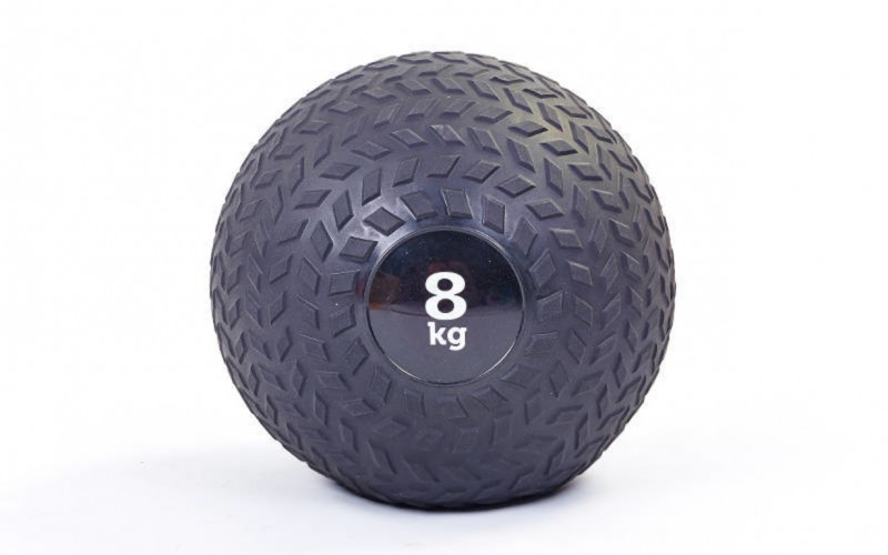 М'яч набивний слембол для кросфіту рифлений Record SLAM BALL FI-5729-8 8кг Black