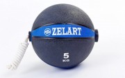 Мяч медицинский медбол с веревкой Zelart Medicine Ball FI-5709-5 5кг  Blue