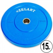 Бамперные диски для кроссфита Bumper Plates резиновые d-51мм Zelart Z-TOP ТА-5125-15 15кг