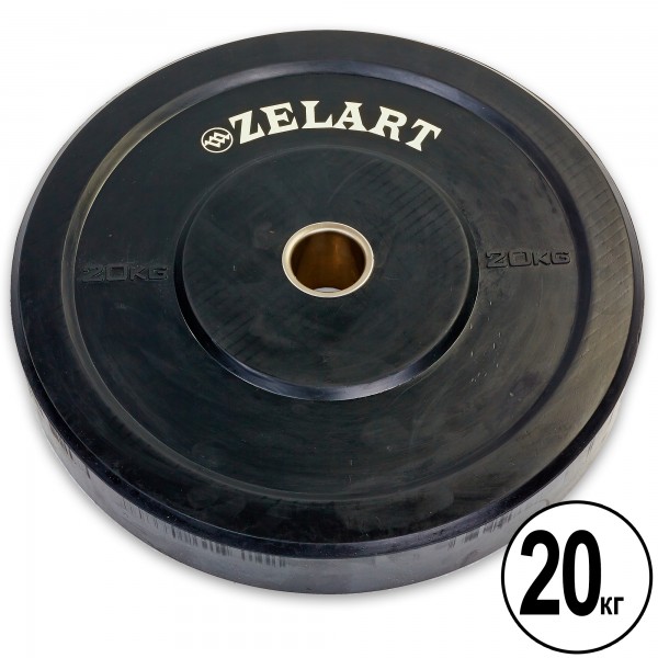 Бамперні диски для кросфіту Bumper Plates гумові d-51мм Zelart Z-TOP ТА-5125-20 20кг