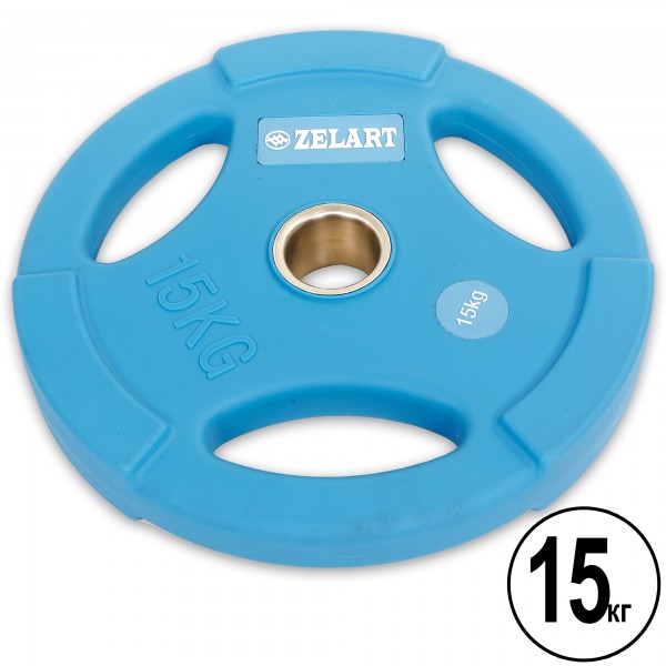 Блины (диски) полиуретановые с хватом и металлической втулкой d-50мм Zelart TA-5336-50-15 15кг