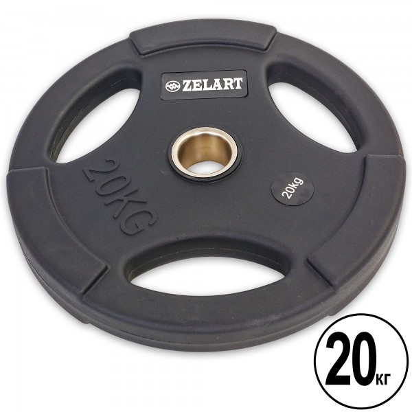 Млинці (диски) поліуретанові з хватом та металевою втулкою d-50мм Zelart TA-5336-50-20 20кг
