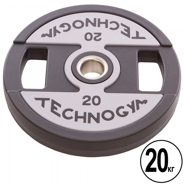 Блины (диски) полиуретановые с хватом и металлической втулкой d-51мм TECHNOGYM TG-1837-20 20кг