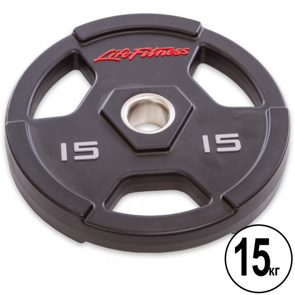 Млинці (диски) поліуретанові з хватом та металевою втулкою d-51мм Life Fitness SC-80154-15 15кг