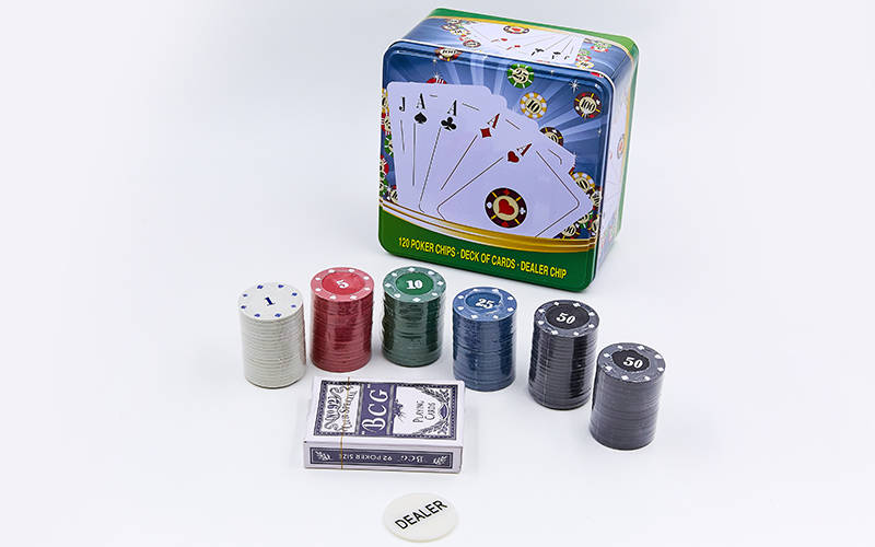 Набір покеру в металевій коробці-120 фішок IG-6893