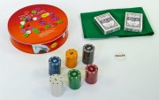 Покерный набор в круглой металлической коробке-120 фишек IG-6617