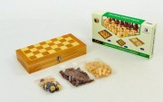 Шахматы, шашки, нарды 3 в 1 деревянные W3517