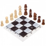 Шахматные фигуры деревянные с полотном PVC для игр 301P