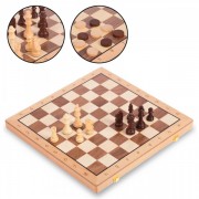 Шахматы, шашки 2 в 1 деревянные W9052