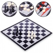 Шахи, шашки, нарди 3 в 1 дорожні пластикові магнітні 9518