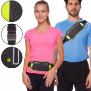 Ремінь-сумка спортивна (поясна) для бігу та велопрогулянки Zelart 10500A Сіро-салатовий