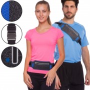 Ремінь-сумка спортивна (поясна) для бігу та велопрогулянки Zelart 10500A Сіро-синій