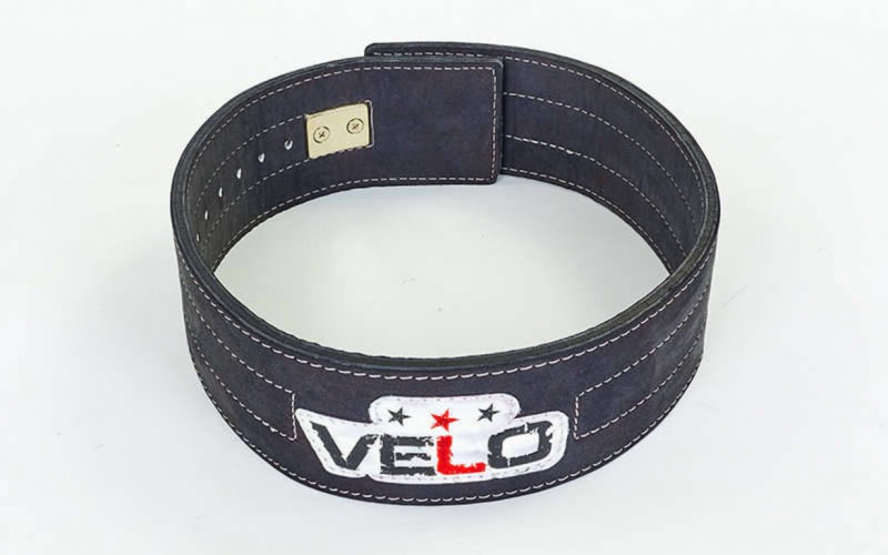Пояс для пауэрлифтинга кожаный профессиональный с застёжкой-автомат VELO ZB-5785 Black
