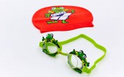 Набір для плавання дитячий окуляри та шапочка Arena WORLD AR-92295-20 Зелений-червоний