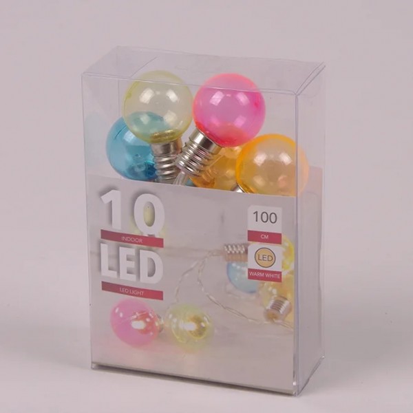 Гирлянда LED Разноцветные лампочки теплый свет 10 светодиодов 1 м. 40851
