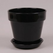 Горшок керамический Наперсток Flora глянец черный 2.8л.
