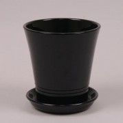 Горшок керамический Модерн Flora глянец черный 1л.