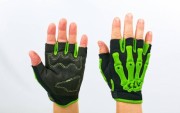 Велоперчатки с открытми пальцами Скелет Zelart CE-048 Зеленый (XL)