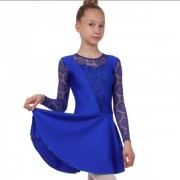 Платье рейтинговое  с длинным рукавом и гипюровыми вставками SP-Planeta DR-1642 Blue