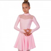 Платье рейтинговое с длинным рукавом и гипюровыми вставками SP-Planeta DR-1494  Light Pink