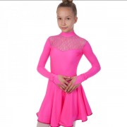 Платье рейтинговое с длинным рукавом и гипюровыми вставками SP-Planeta DR-1494 Pink