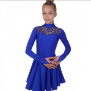 Платье рейтинговое с длинным рукавом и гипюровыми вставками SP-Planeta DR-1494 Blue