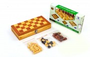 Шахматы, шашки, нарды 3 в 1 деревянные W2408