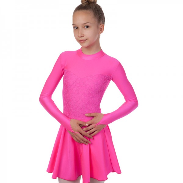 Платье рейтинговое с длинным рукавом и гипюровыми вставками SP-Planeta DR-1167 Pink