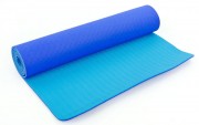 Коврик для фитнеса и йоги TPE+TC 6мм двухслойный SP-Planeta FI-3046,синий-голубой