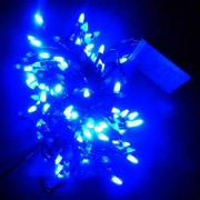 Гирлянда светодиодная LED200 1-19 синяя/черный провод конус-рис