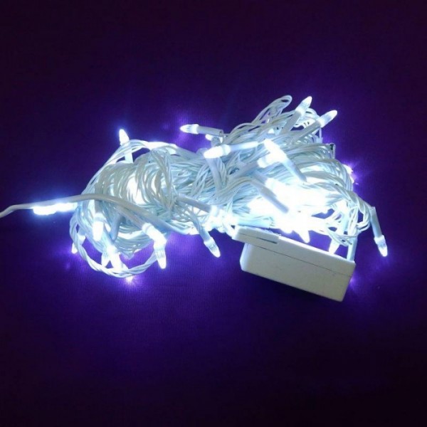 Гирлянда светодиодная LED100 1-26 белая/белый провод конус-рис