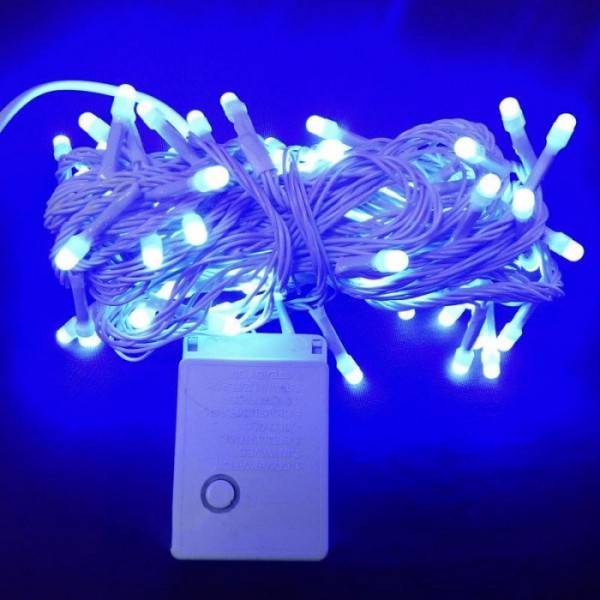 Гирлянда светодиодная LED100 1-42 синяя/белый провод перламутр 4 мм