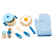 Viga Toys Игрушечная посуда из дерева, голубой (50115)
