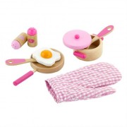 Viga Toys Игрушечная посуда из дерева, розовый (50116)