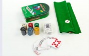Покерный набор на 120 фишек Zelart IG-3008 Зеленый
