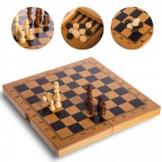 Шахматы, шашки, нарды 3 в 1 бамбуковые Zelart B-3135  Коричневый
